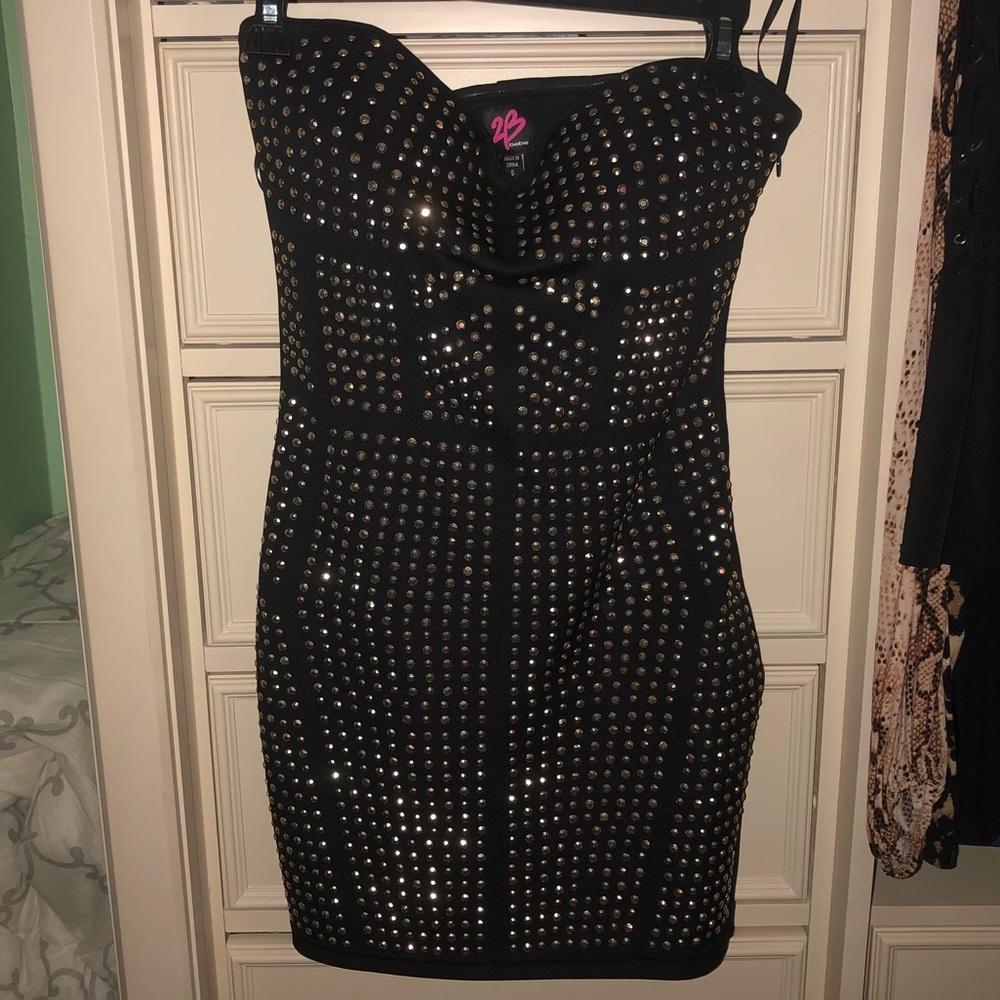 BEBE Black Body Con Studded Dress Size Small